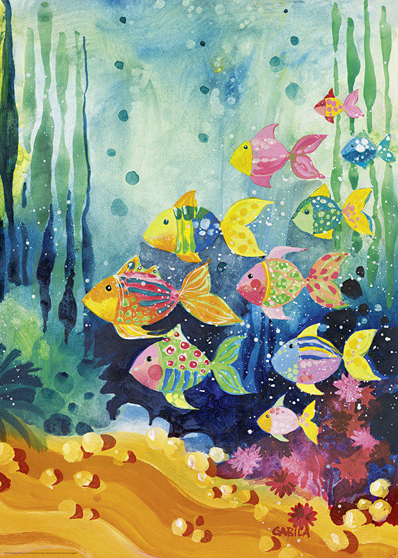 新款精准印花dmc十字绣卧室儿童房玄关餐厅油画 彩色小丑鱼