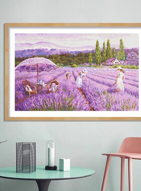 新款 印花正品DMC 十字绣纯棉线客厅儿童房风景紫色薰衣草花田
