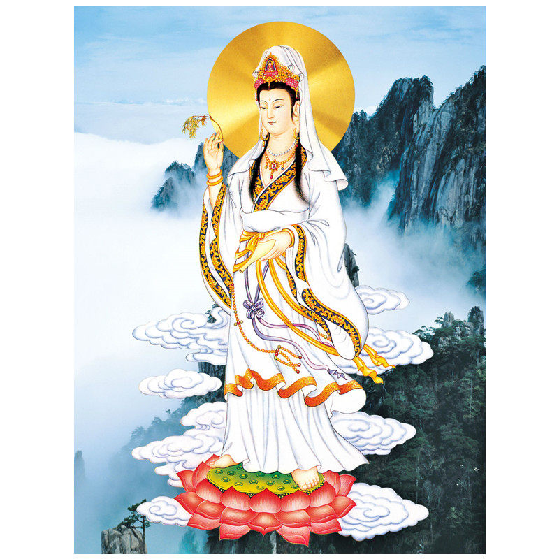 印花法国玄关竖版挂画佛像十字绣