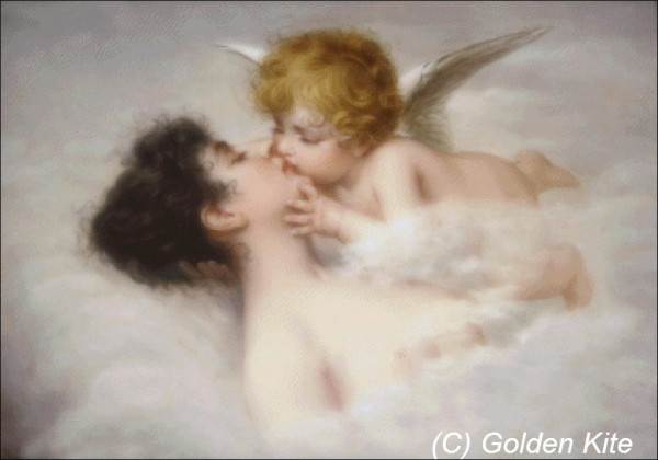 包邮精准印花法国正品dmc十字绣客厅卧室世界名画油画 小天使的吻