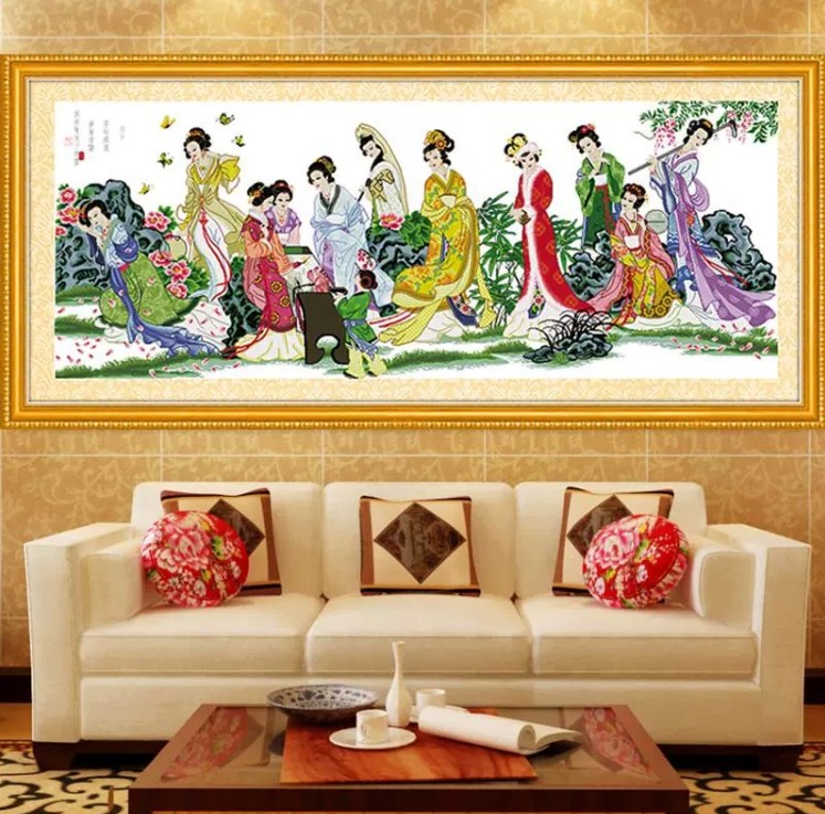 新款印花正品DMC十字绣套件客厅卧室古代名画十二金钗梦红楼群芳