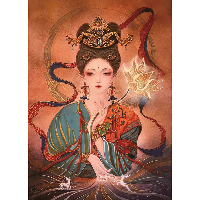 新款印花正品DMC十字绣纯棉线绣 客厅玄关简约现代人物敦煌美女