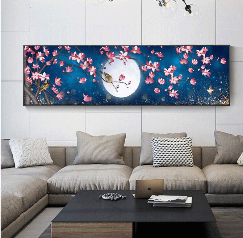 精准印花DMC纯棉绣线十字绣 客厅卧室床头装饰简约现代画花鸟图