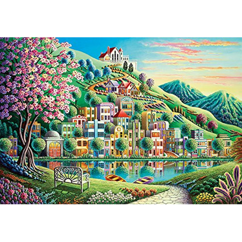 新款印花正品DMC十字绣客厅卧室餐厅欧式风景油画 梦幻港湾