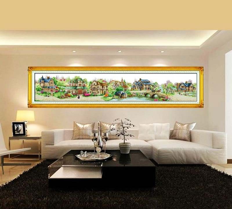 新款精准印花正品DMC十字绣 厅书房卧室欧式风景画 油画 欧洲小镇