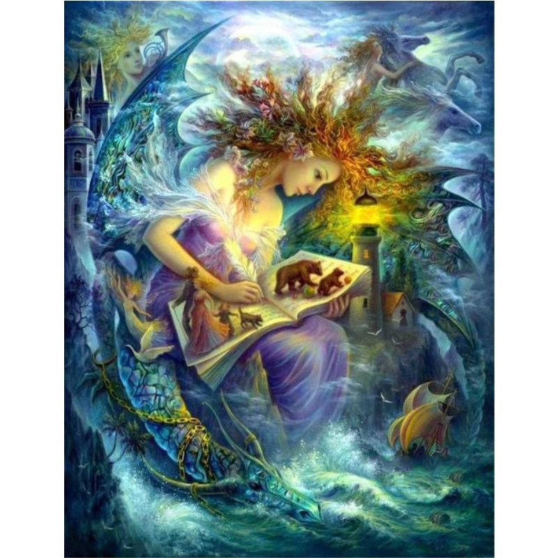 精准印花法国正品dmc十字绣客厅卧室欧式人物油画 天使奇幻梦境