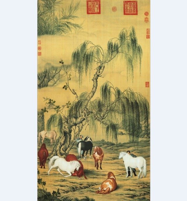 新款正品十字绣名画郎世宁八骏图