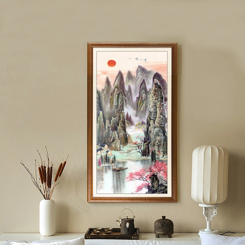 精准风竖版走廊江山如画十字绣