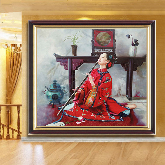 印花餐厅古典风人物油画十字绣