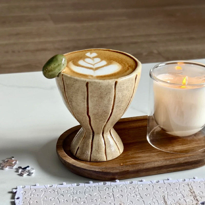 陶瓷手握杯子可爱高脚杯子