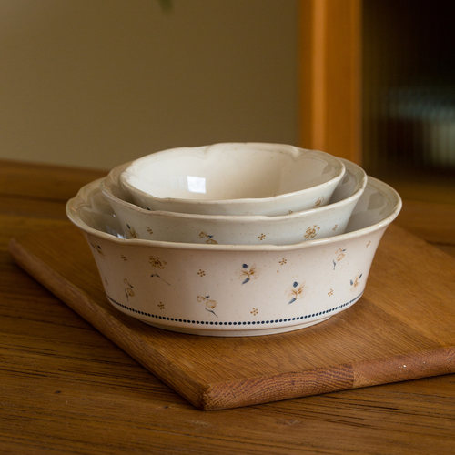 小清新漂亮碗盘杯子套装花边波浪