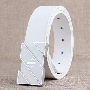 皮带男白色年轻人平滑扣潮流韩版男生时尚裤腰带青年裤带腰带学生
