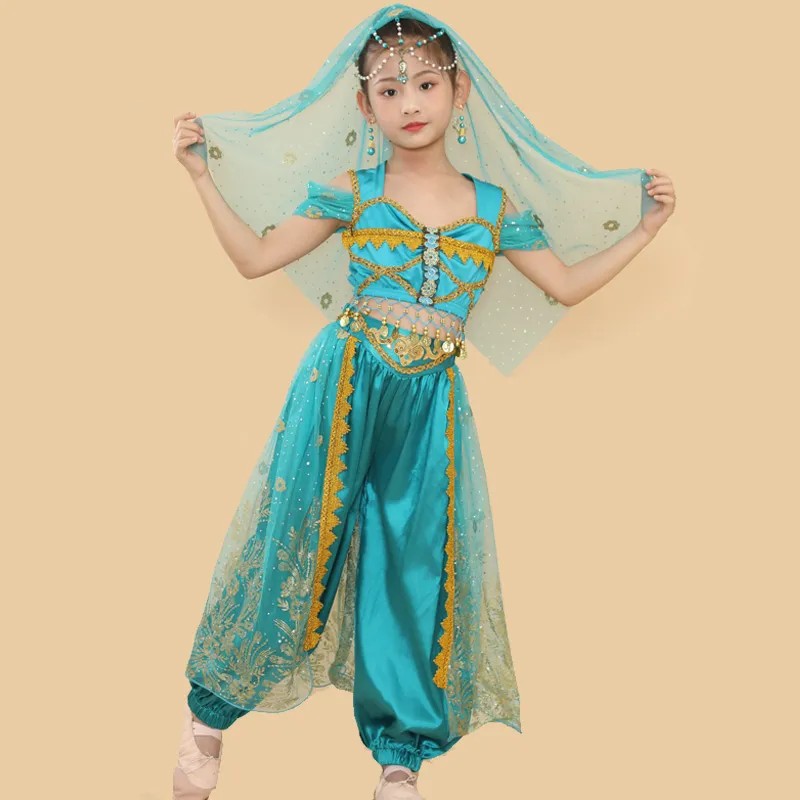 儿童六一天竺少女印度舞蹈服新疆茉莉公主裙西域肚皮敦煌舞演出服
