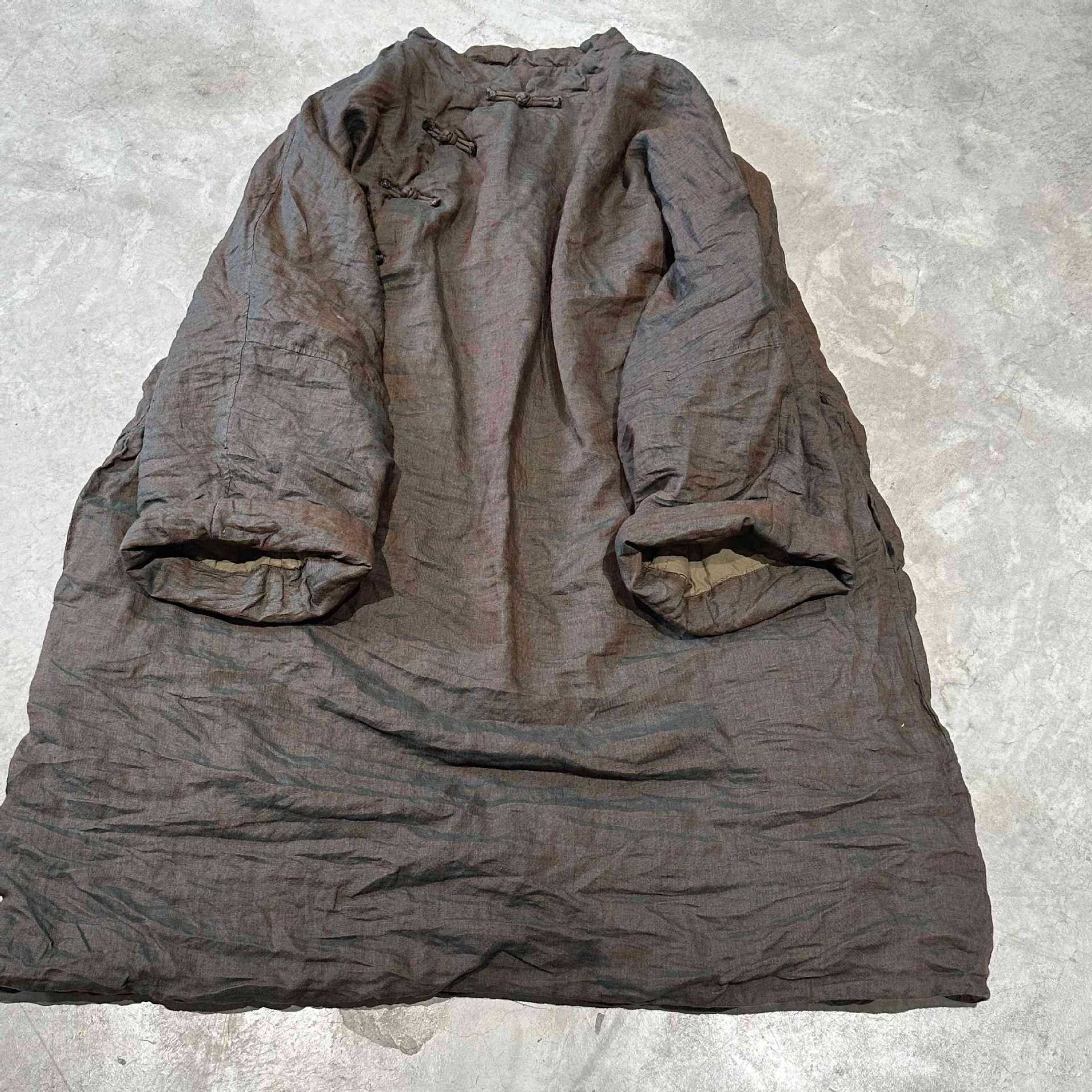 SN259砂洗亚麻偏襟盘扣宽松休闲中长款文艺复古新款棉衣长袍棉袍,女装/女士精品,棉衣/棉服,淘宝优惠券,粉丝福利购,淘宝优惠卷