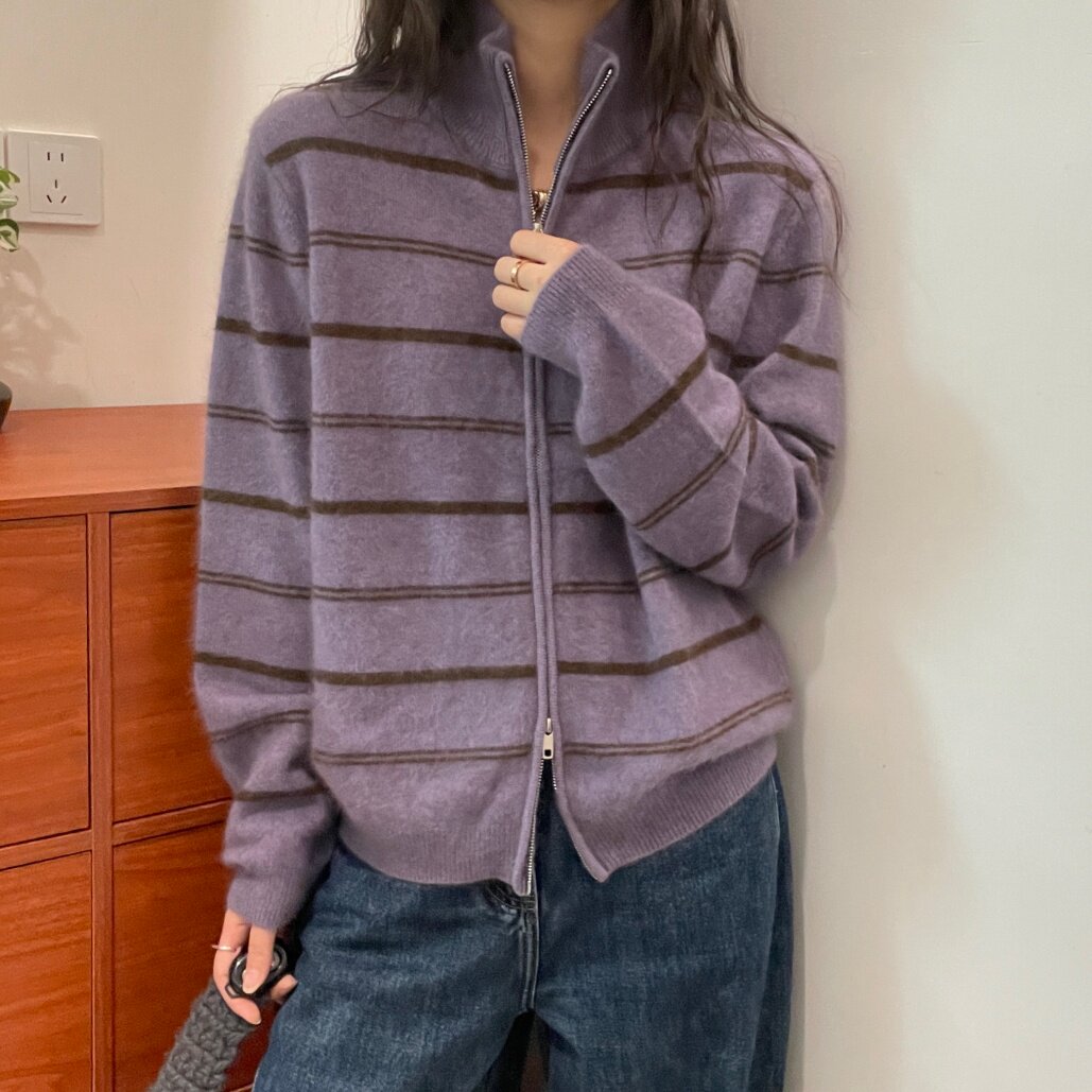 欧洲站羊绒羊毛开衫女