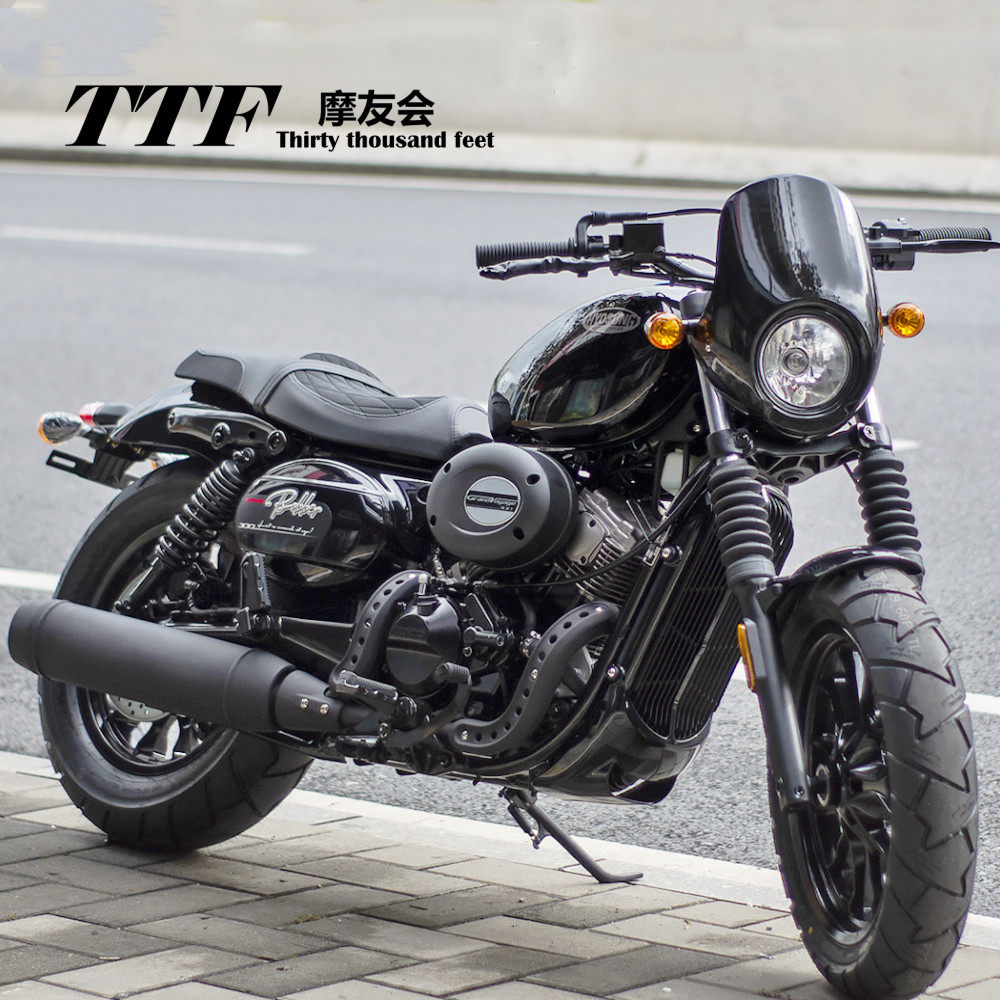 gv300s猪头罩轻骑大韩机车改装复古风格无损安装小风当仪表罩专用