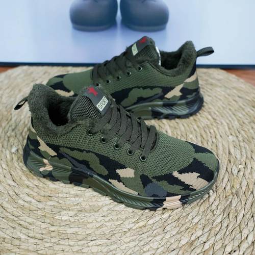 冬季加绒户外迷彩鞋休闲运动登山鞋防滑耐磨男女同款潮鞋