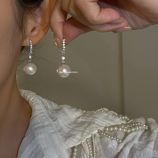 秋十一Acc 大珍珠吊坠气质blingbling小钻钻耳环百搭耳饰 圆舞曲