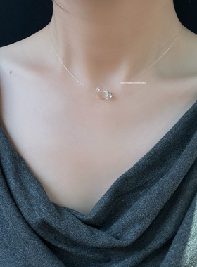 秋十一Acc  清晨露珠~透明珠珠仿水晶锆石钻钻人鱼线项链