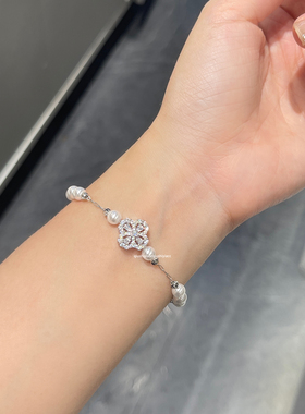 秋十一Acc 轻奢blingbling超闪四叶花拼接珠珠手链