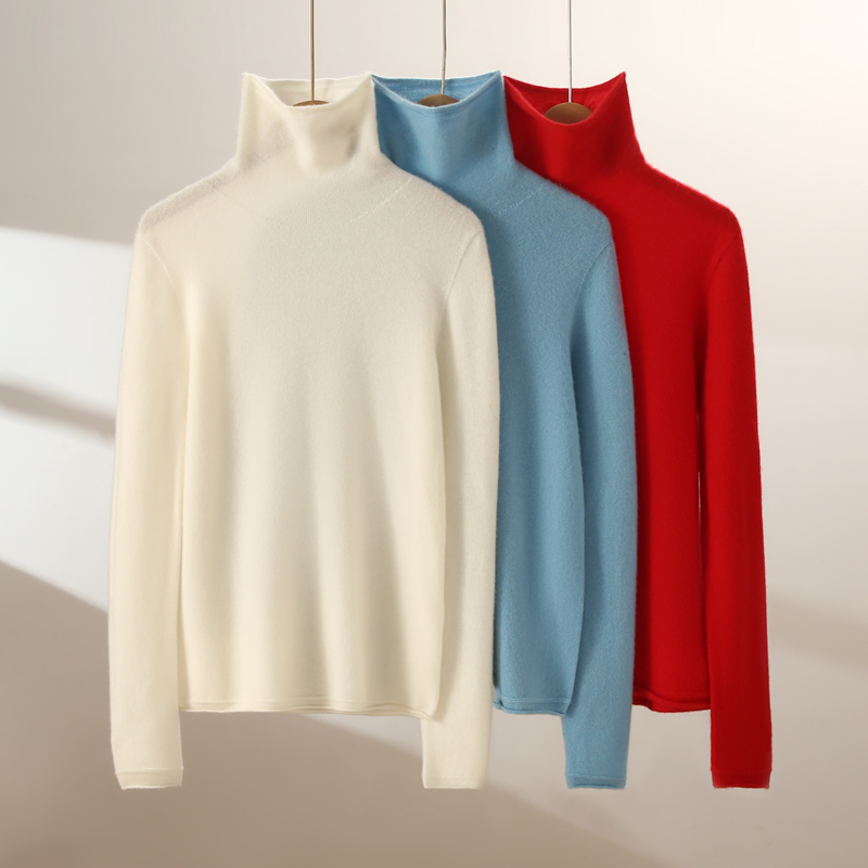 高领羊绒衫女秋冬薄款