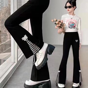 女童裤子秋季2025新款喇叭裤外穿儿童女中大童秋冬款加绒休闲长裤