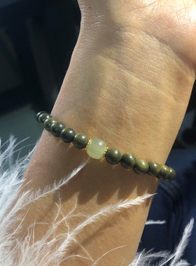 绿檀木手串散珠女款玉石檀香念珠盘玩佛珠木质文玩天然和田玉手链