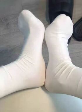 白色堆堆袜子女夏薄款中筒袜棉袜配小皮鞋春夏无骨袜黑色月子长袜