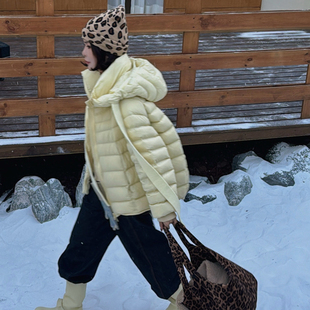 排骨款泡芙中长款羽绒服女2025冬新款90白鸭绒韩系连帽加厚面包服