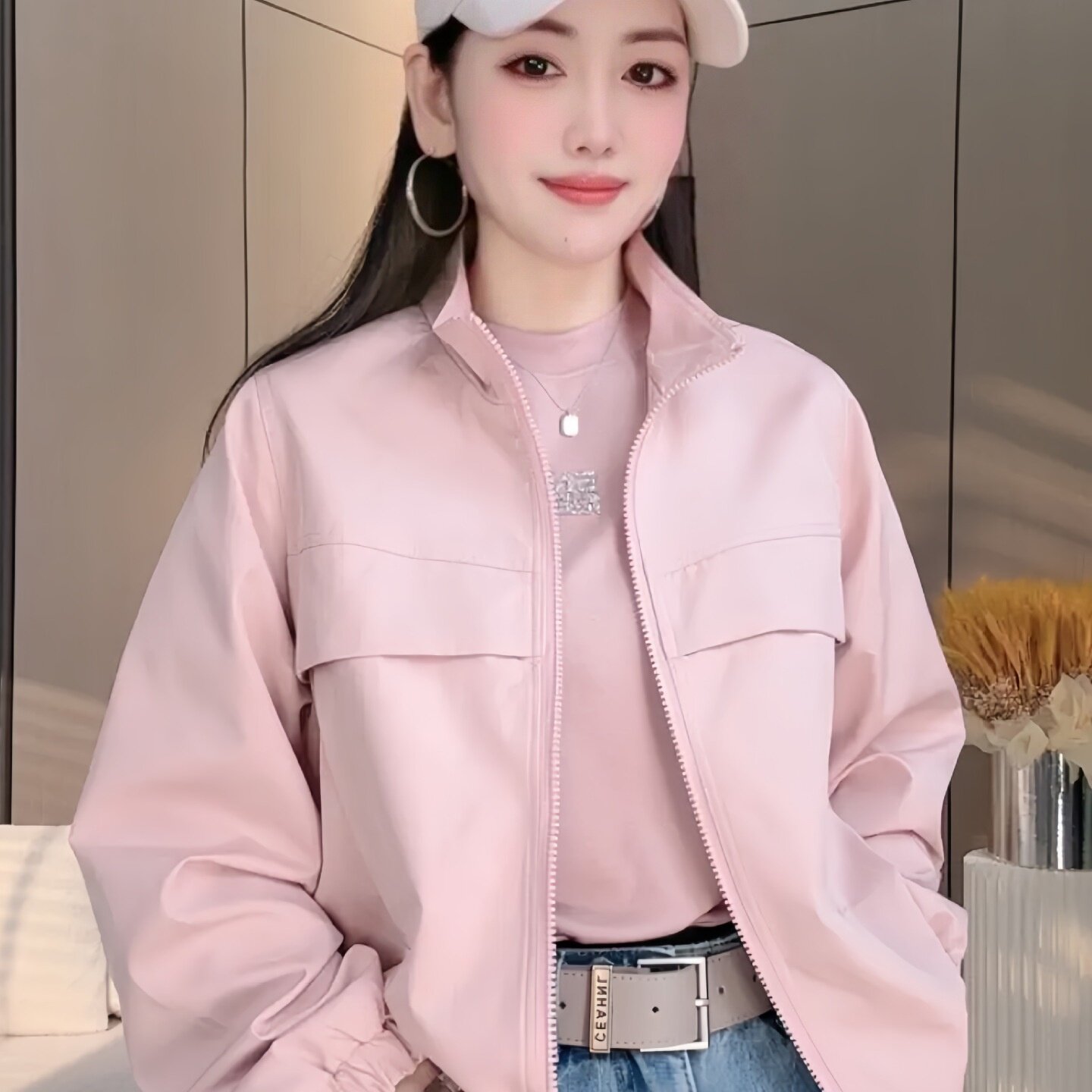 2025新款立领宽松薄款短外套女
