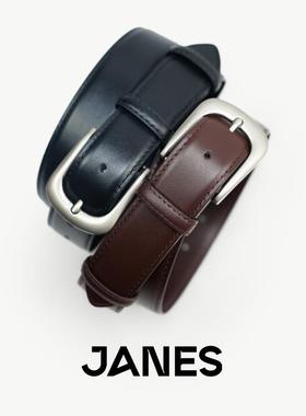 简束高级感黑色头层牛皮腰带女牛仔裤裤带皮带休闲百搭真皮皮带