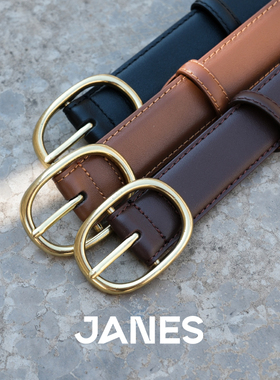简束通勤基础款真皮皮带百搭头层牛皮女士腰带经典圆扣真皮皮带