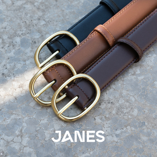 简束通勤基础款真皮皮带百搭头层牛皮女士腰带经典圆扣真皮皮带