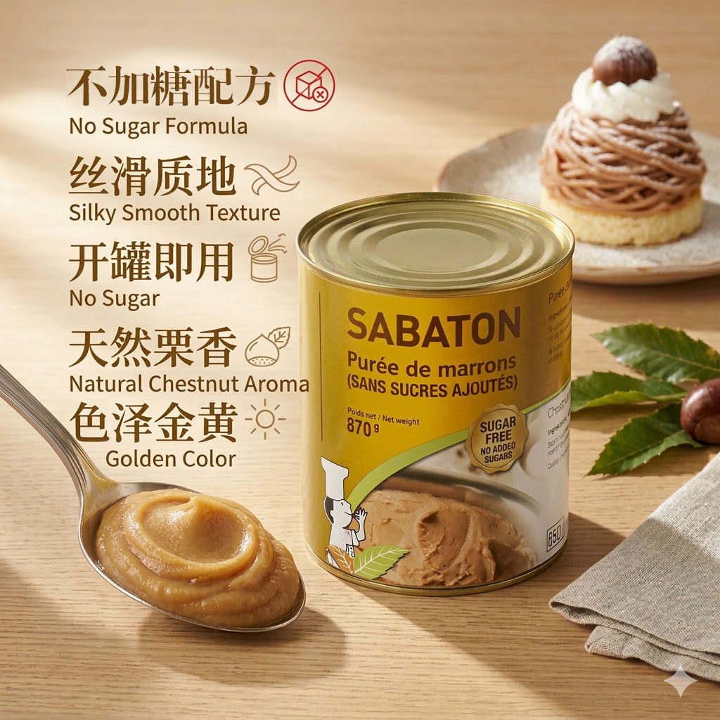 巴黎甜店SABATON/沙巴顿栗子泥板栗泥栗子馅料栗子仁月饼商用烘焙