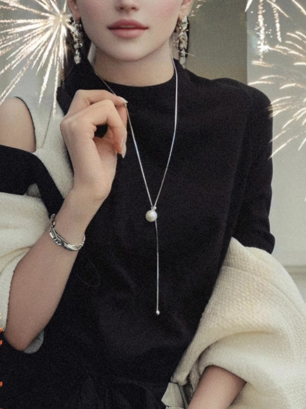 一颗珍珠毛衣饰品长挂件项链女潮新款秋冬季网红爆款轻奢小众配饰