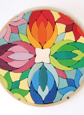 德国Grimm's格林彩虹劳拉曼陀罗43065小小世界儿童积木美育玩具3