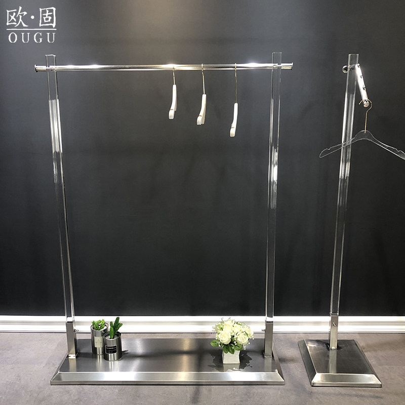 不锈钢拉丝银透明水晶亚克力女装店服装展示货架组合落地式中岛架