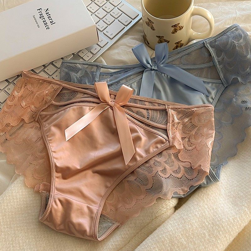 日系性感蕾丝内裤女纯欲绑带蝴蝶结交叉中腰透气网纱裆三角裤,女士内衣/男士内衣/家居服,女三角裤,淘宝优惠券,粉丝福利购,淘宝优惠卷