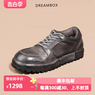 水洗马皮平底运动休闲鞋 英伦男鞋 板鞋 dreambox钧博防滑高档男士 潮