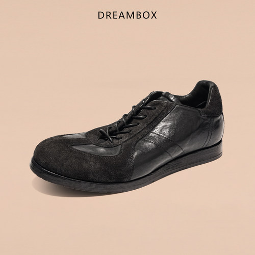 DREAMBOX钧博德训鞋男士新款极简复古板鞋重水洗马皮透气休闲鞋