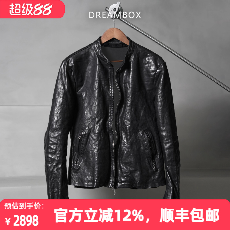 dreambox钧博新款瑞士riri拉链皮衣外套男水洗马皮高级感机车夹克