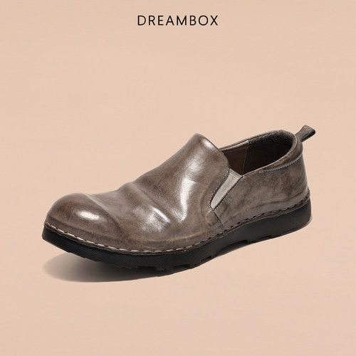 钧博水洗马皮透气一脚蹬乐福鞋