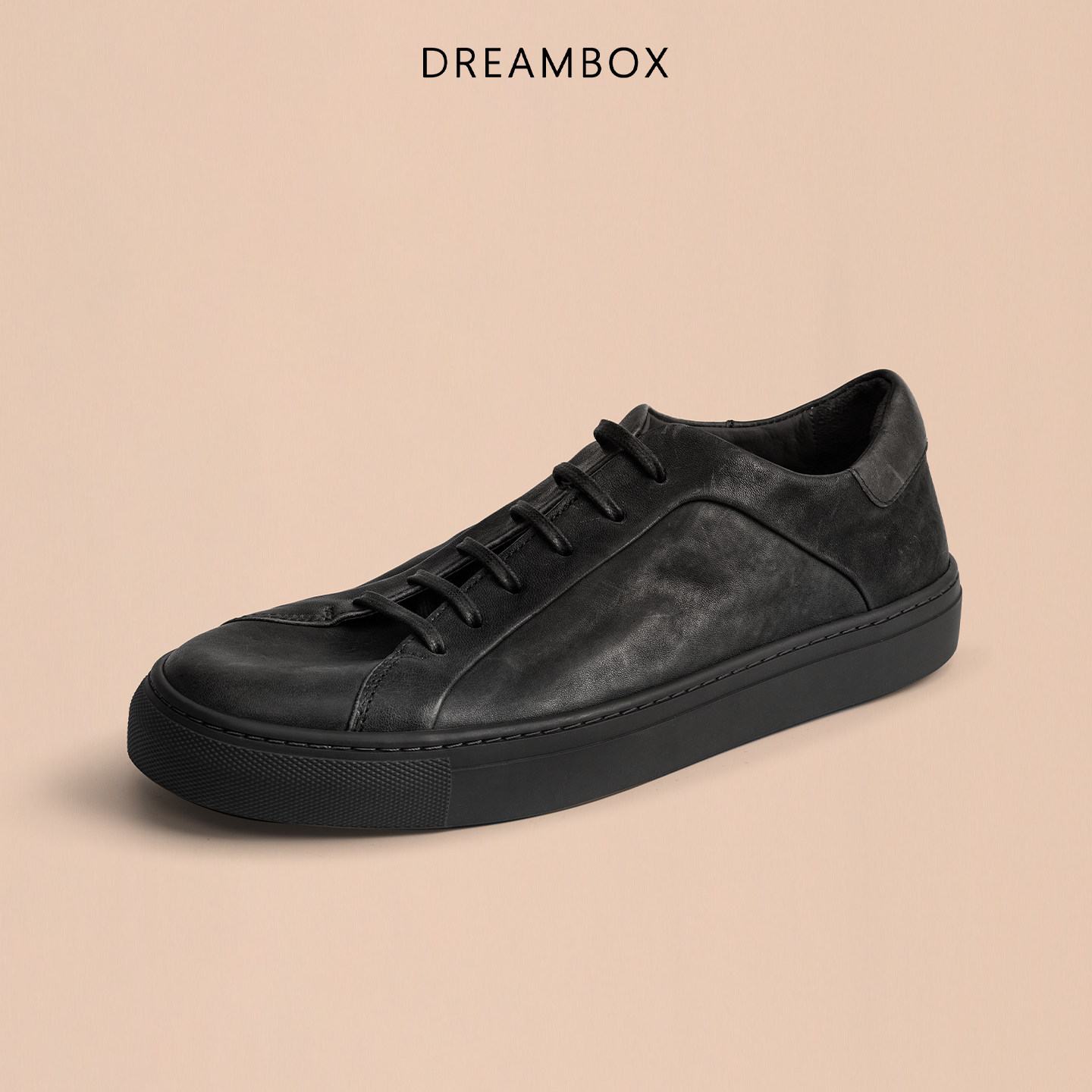 DREAMBOX钧博低帮平底男士舒适透气休闲鞋石洗马皮夏季百搭板鞋