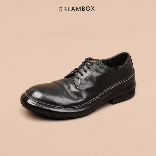 透气厚底马皮大头德比鞋