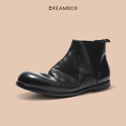 DREAMBOX钧博短靴vibram石洗马皮男士皮靴秋冬新款英伦风切尔西靴