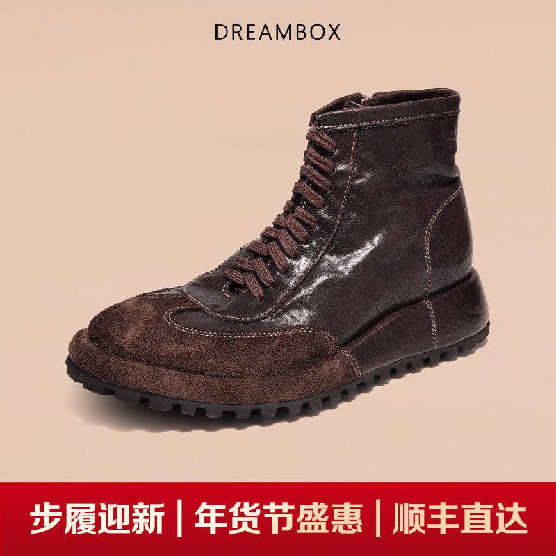 dreambox钧博秋冬新款高帮手工男靴水洗马皮复古英伦侧拉链马丁靴,流行男鞋,马丁靴,淘宝优惠券,粉丝福利购,淘宝优惠卷
