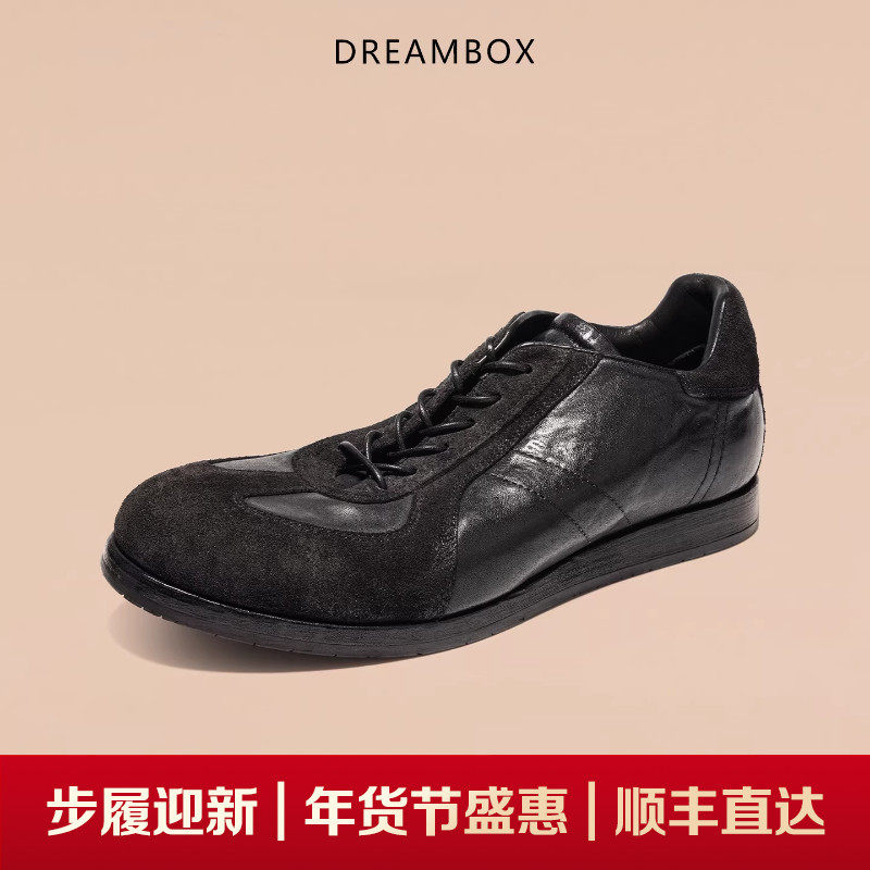 dreambox钧博德训鞋男士新款极简复古板鞋重水洗马皮透气休闲鞋,流行男鞋,德训鞋,淘宝优惠券,粉丝福利购,淘宝优惠卷