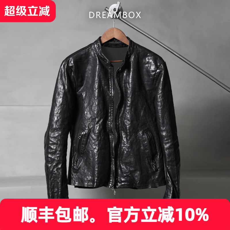 dreambox钧博新款瑞士riri拉链皮衣外套男水洗马皮高级感机车夹克