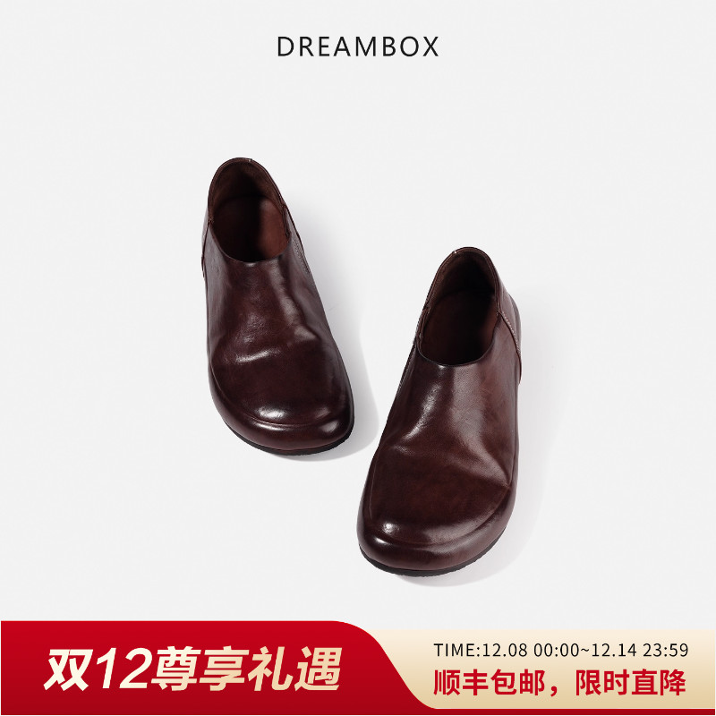 dreambox钧博轻奢女鞋马皮一脚蹬包头穆勒鞋重水洗手工轻便懒人鞋