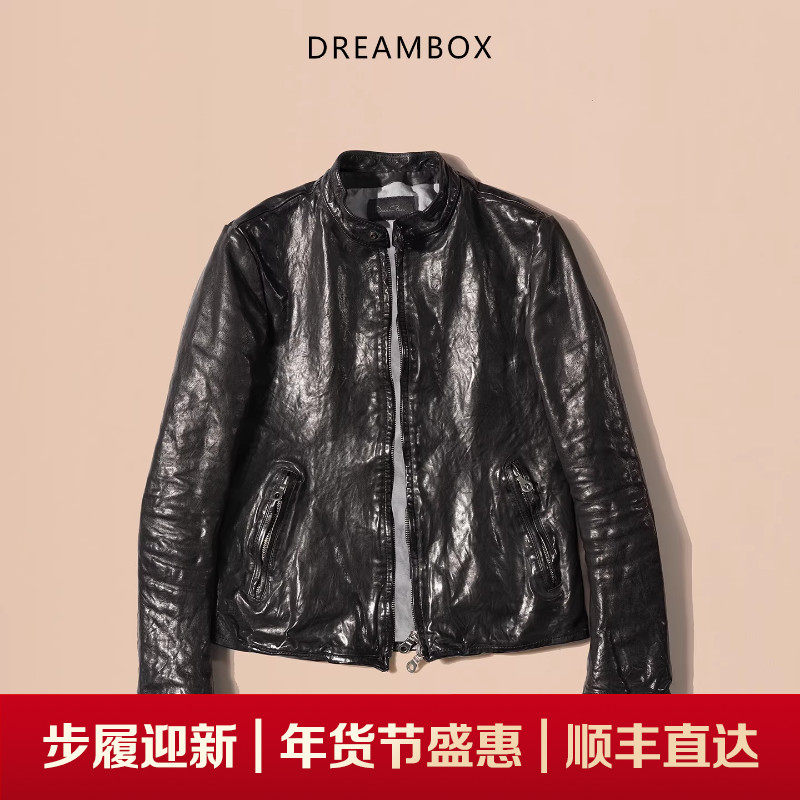 dreambox钧博高端马皮修身帅气真皮皮衣重水洗复古做旧机车皮夹克,男装,皮衣,淘宝优惠券,粉丝福利购,淘宝优惠卷